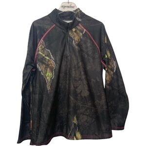 Mossy Oak Fleece Lined Camo Quarter Zip Long Sleeve Top